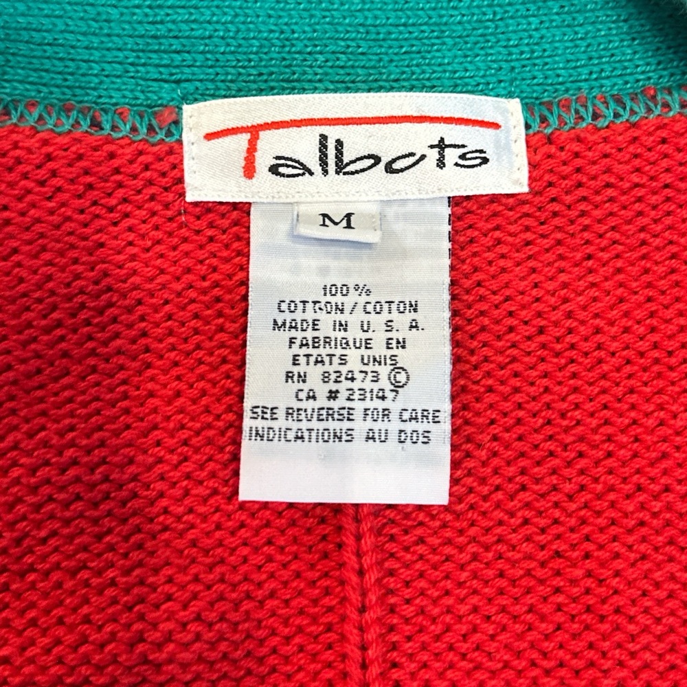 Talbots Colorful Women's Cardigan‎ with Red, Yellow, and Navy - Picture 4 of 4